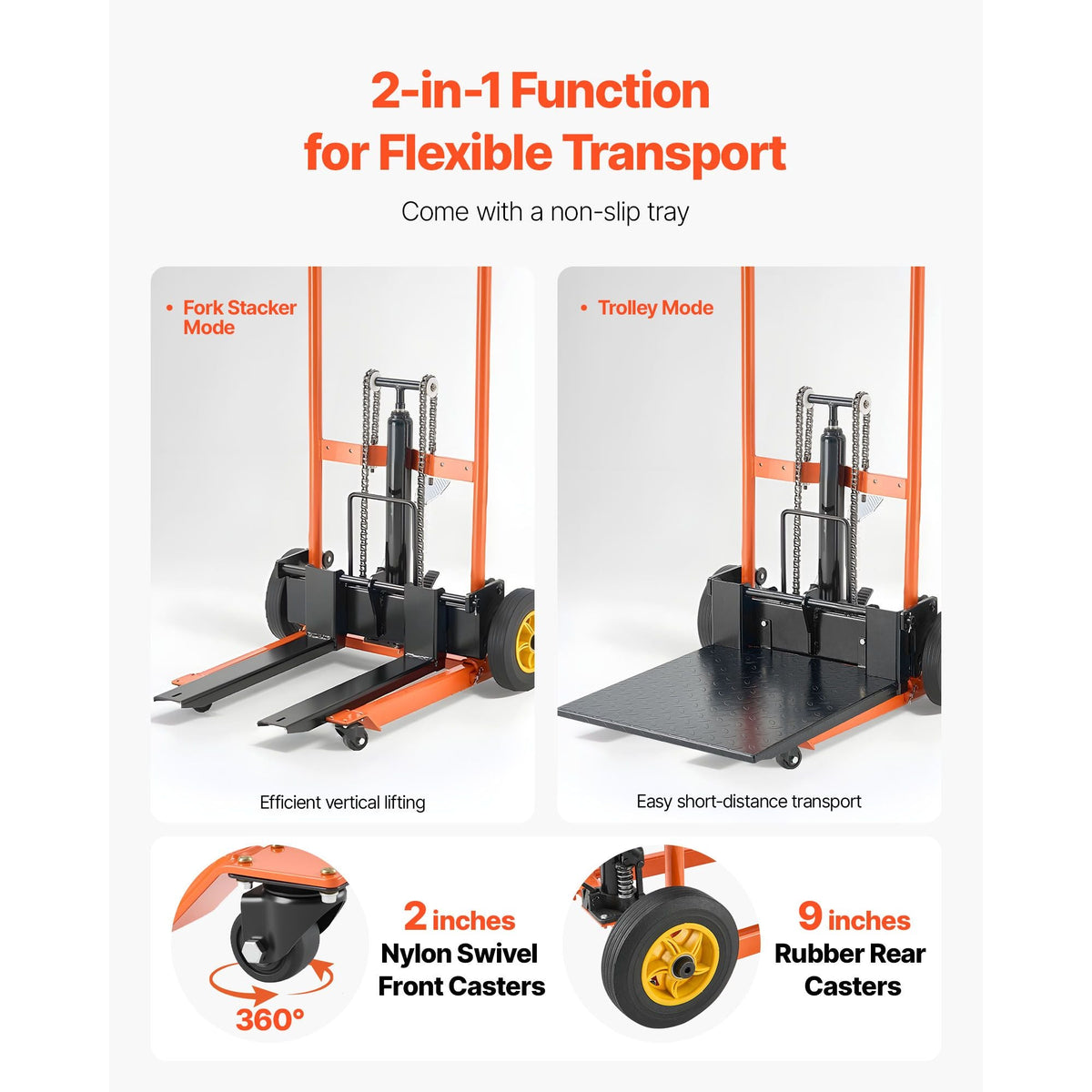 Hydraulic Material Lift Winch Stacker, 450 lbs Load Capacity, Pallet Truck Dolly with Fork Lift Table, 39.4 Inches Max Lifting Height, Foldable & Portable Pallet Jack Table Cart, Yellow & Black