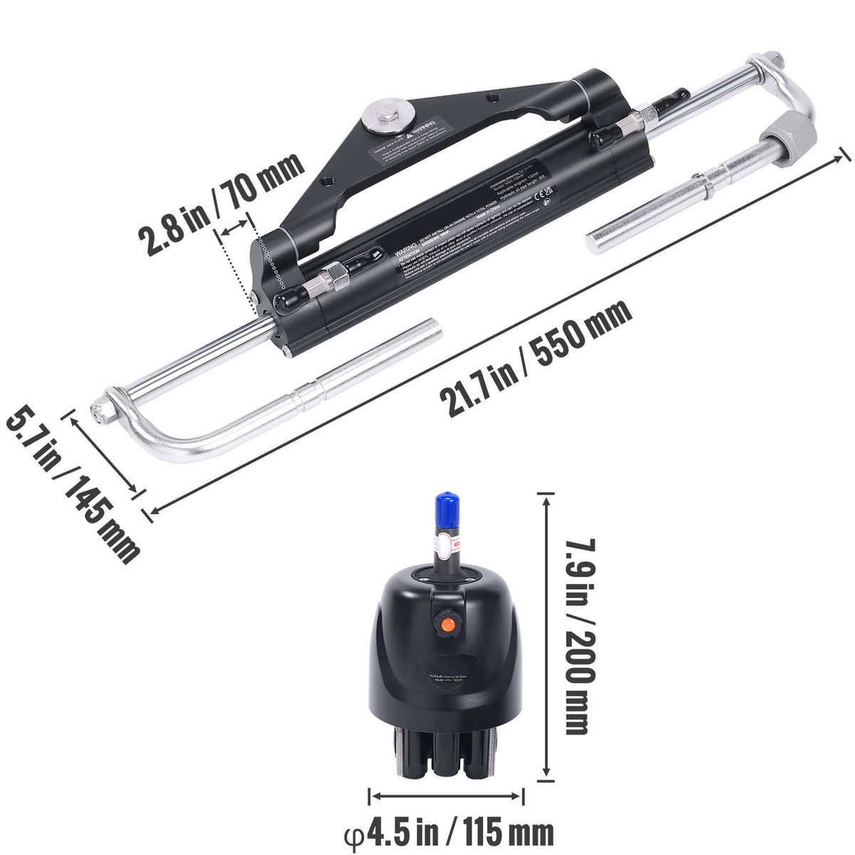 Hydraulic Outboard Steering Kit, 150HP, Marine Boat Hydraulic Steering System, with Helm Pump Two-Way Lock Cylinder and 26 Feet Hydraulic Steering Hose, for Single Station Single-Engine Boats