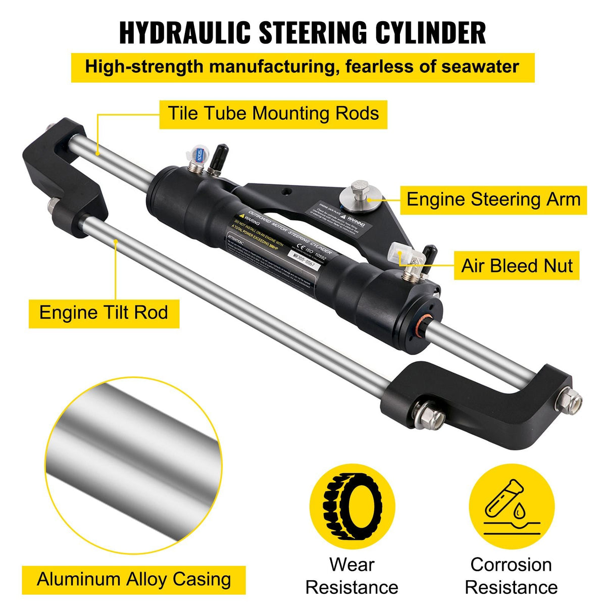 Hydraulic Outboard Steering Kit 300HP, Hydraulic Steering Kit Helm Pump, Hydraulic Boat Steering Kit with 16 Feet Hydraulic Steering Hose for Boat Steering System