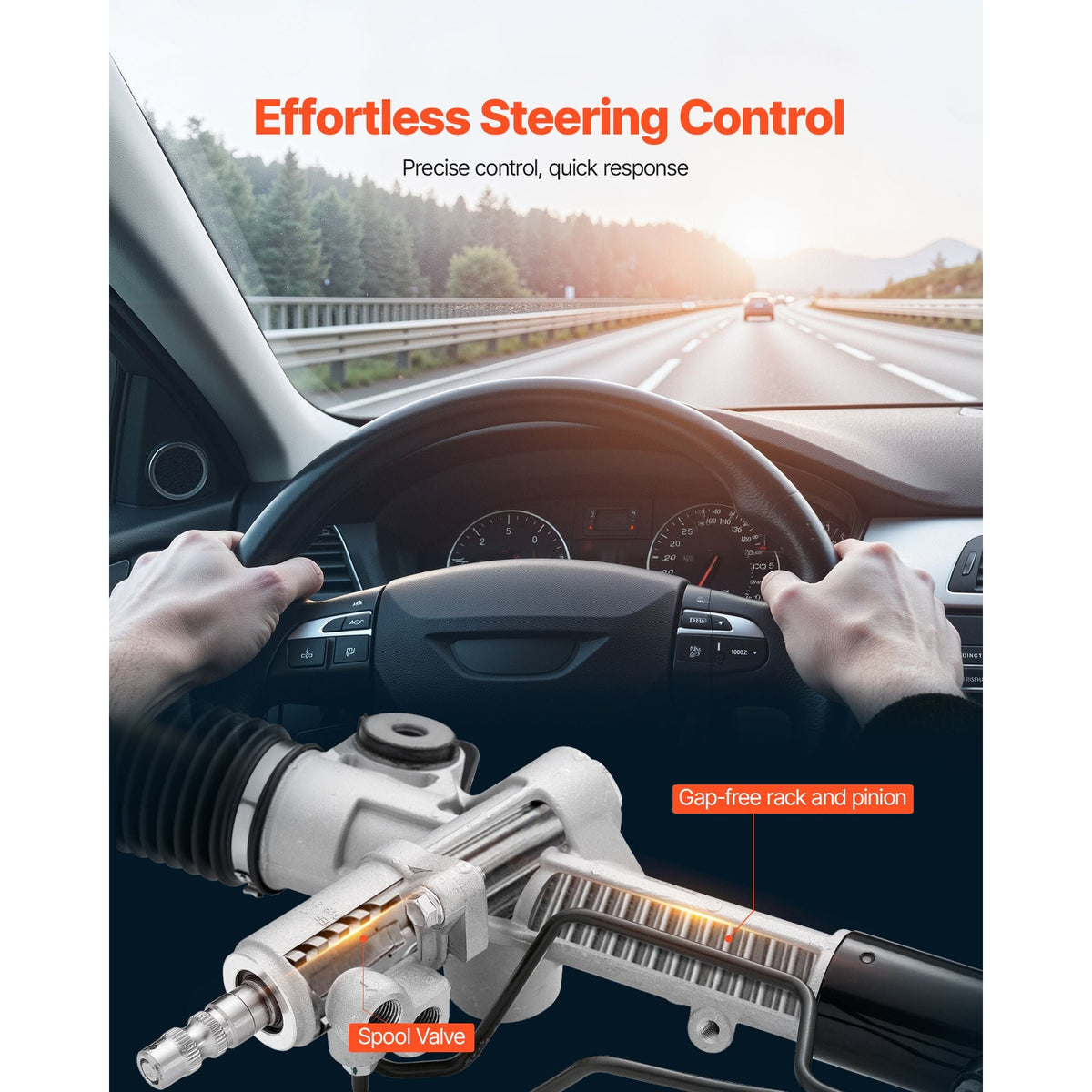 Hydraulic Power Steering Rack and Pinion, Compatible with 2004-2006 Toyota Camry (SE or XLE Model), 2004 Toyota Camry (LE Model with 16" Wheels), 2007-2011 Toyota Camry (Except Hybrid Model)