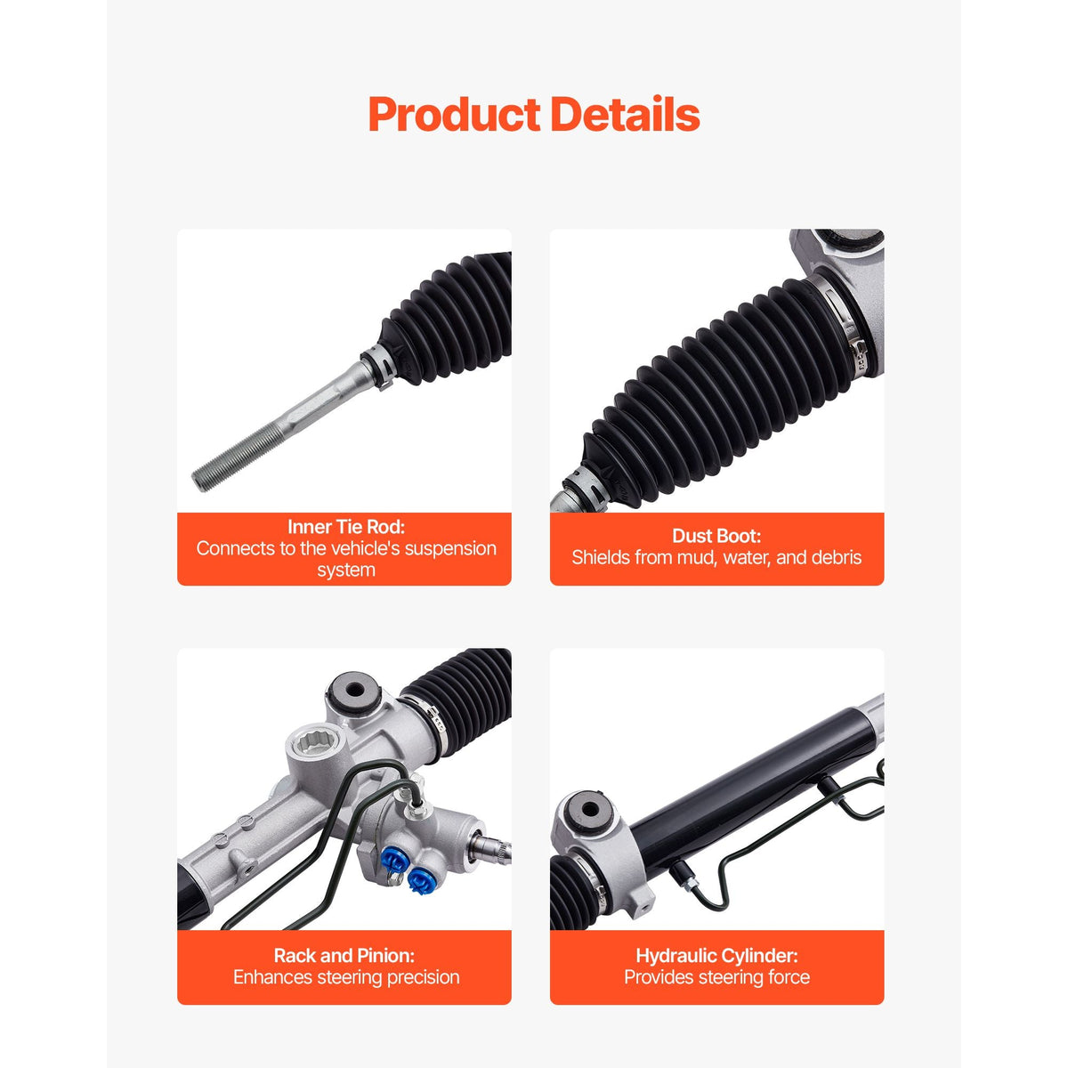 Hydraulic Power Steering Rack and Pinion, Compatible with 2004-2006 Toyota Camry (SE or XLE Model), 2004 Toyota Camry (LE Model with 16" Wheels), 2007-2011 Toyota Camry (Except Hybrid Model)