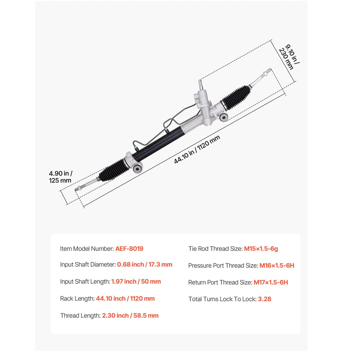 Hydraulic Power Steering Rack and Pinion, Compatible with 2004-2006 Toyota Camry (SE or XLE Model), 2004 Toyota Camry (LE Model with 16" Wheels), 2007-2011 Toyota Camry (Except Hybrid Model)
