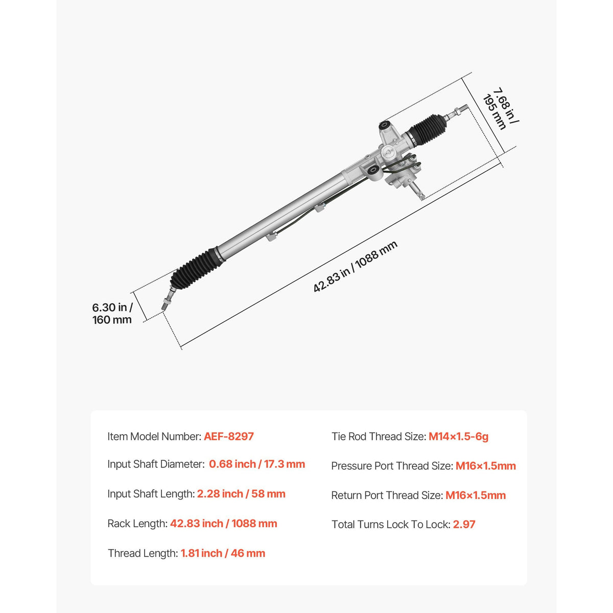Hydraulic Power Steering Rack and Pinion, Rack and Pinion Assembly with Dust Boot, Compatible with 2003-2007 Honda Accord 2.4L, 2004-2006 Acura TL 3.2L, 2007-2008 Acura TL 3.2L / 3.5L