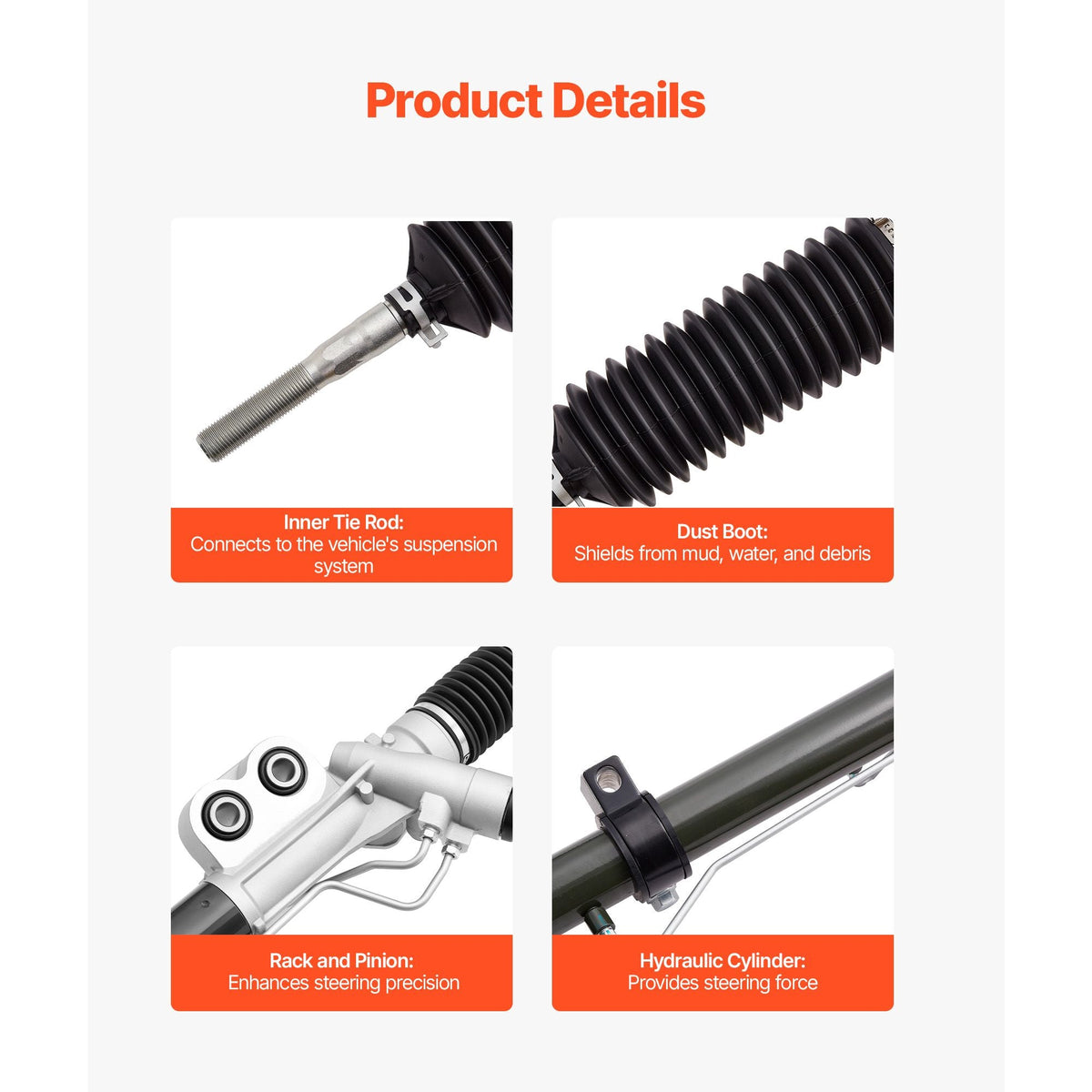 Hydraulic Power Steering Rack and Pinion, Rack and Pinion Assembly with Dust Boot, Compatible with 2005-2020 Nissan Frontier, 2005-2012 Nissan Pathfinder, 2005-2015 Nissan Xterra