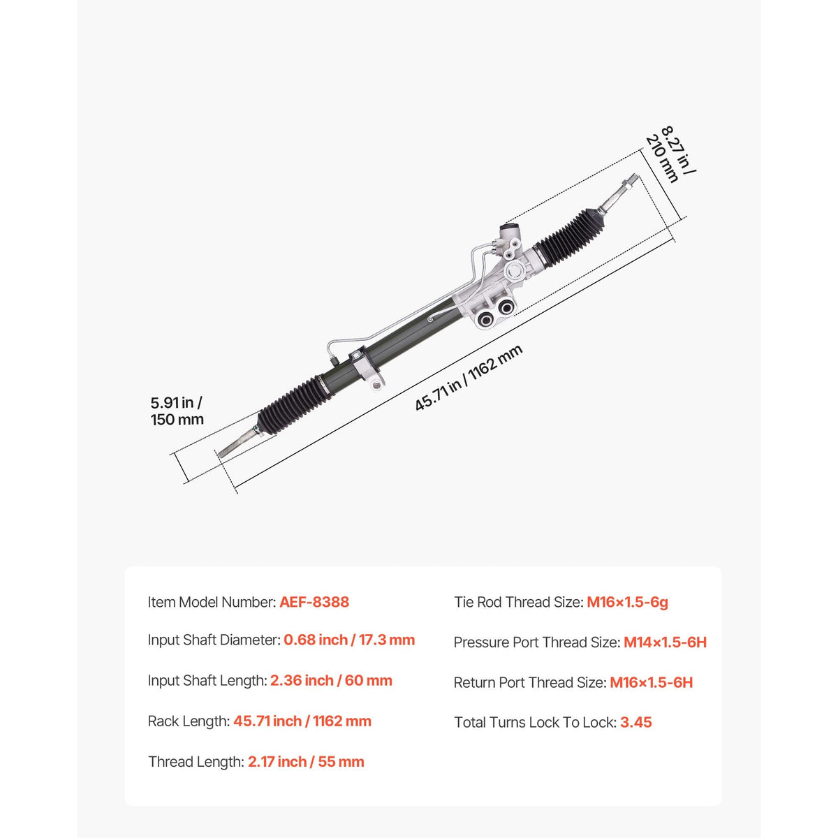 Hydraulic Power Steering Rack and Pinion, Rack and Pinion Assembly with Dust Boot, Compatible with 2005-2020 Nissan Frontier, 2005-2012 Nissan Pathfinder, 2005-2015 Nissan Xterra
