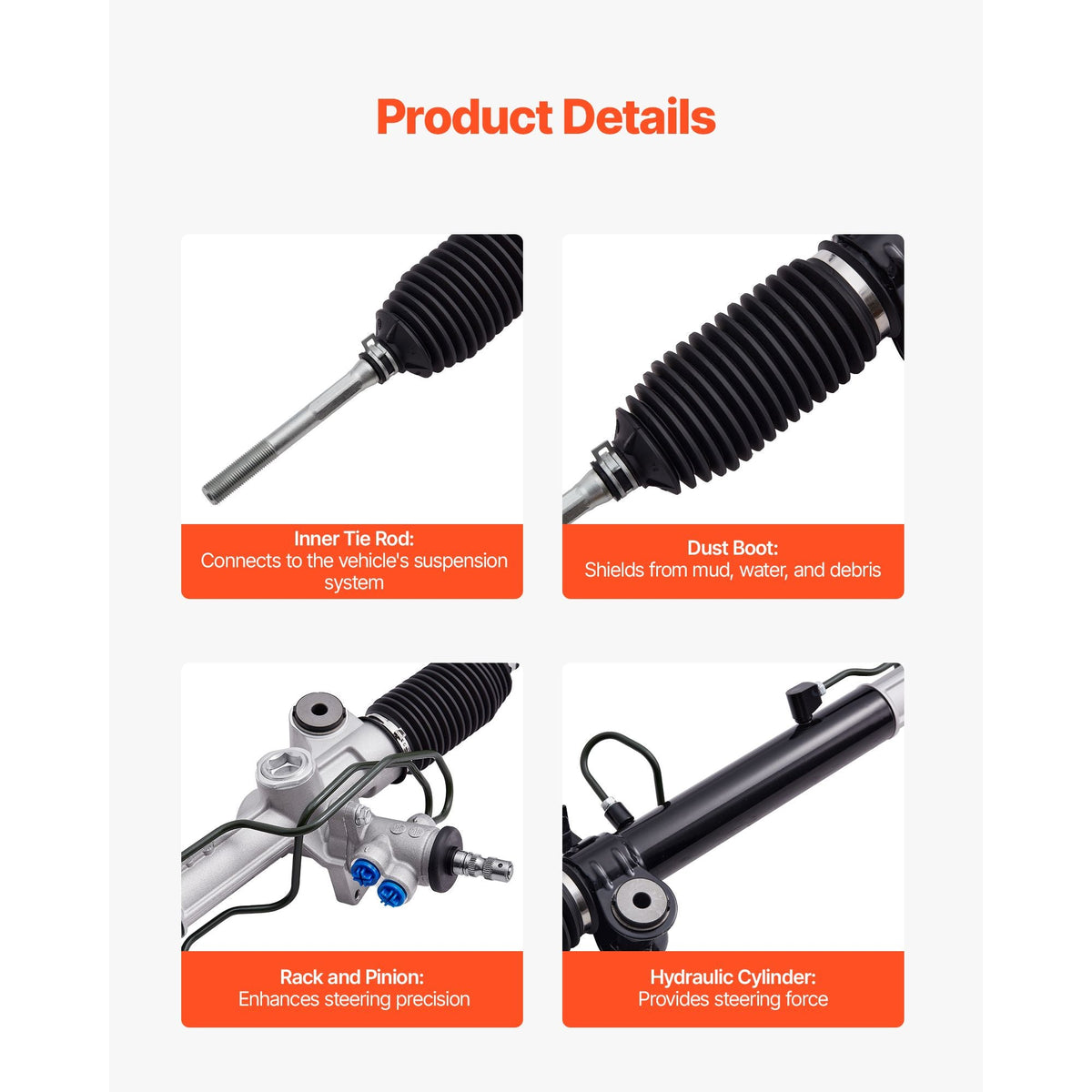 Hydraulic Power Steering Rack and Pinion, Steering Rack and Pinion Assembly with Dust Boot, Compatible with 2004-2006 Lexus RX330, 2007-2009 Lexus RX350, 2001-2007 Toyota Highlander