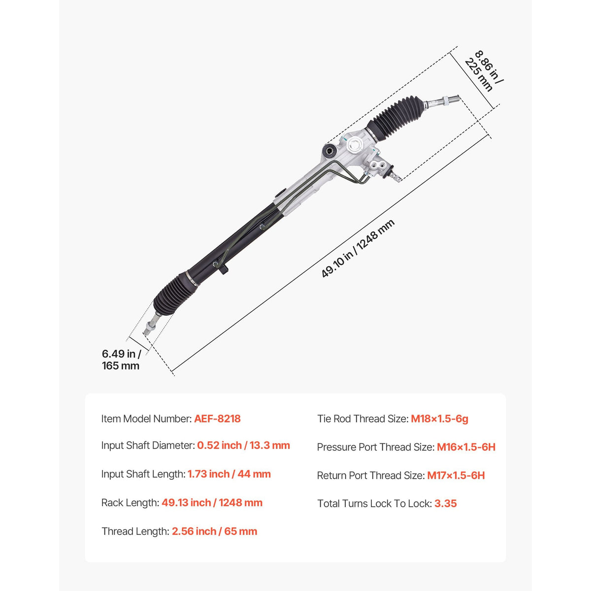 Hydraulic Power Steering Rack and Pinion, with Dust Boot, Compatible with 2000-2004 Toyota Tundra 3.4L / 4.7L, 2005-2006 Toyota Tundra 4.0L / 4.7L, 2001-2007 Toyota Sequoia 4.7L