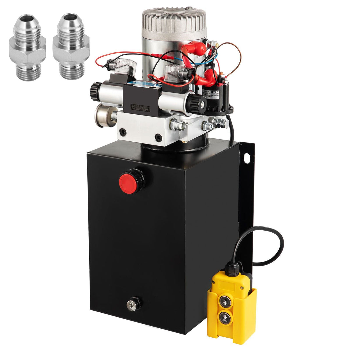 Hydraulic Power Unit 12 Volt Dump Trailer Hydraulic Pump Double Acting 12 Quart Hydraulic Pump Electric Hydraulic Cylinder Pump with Brass Pressure Gauge for Dump Trailer Lift Gates & Trucker