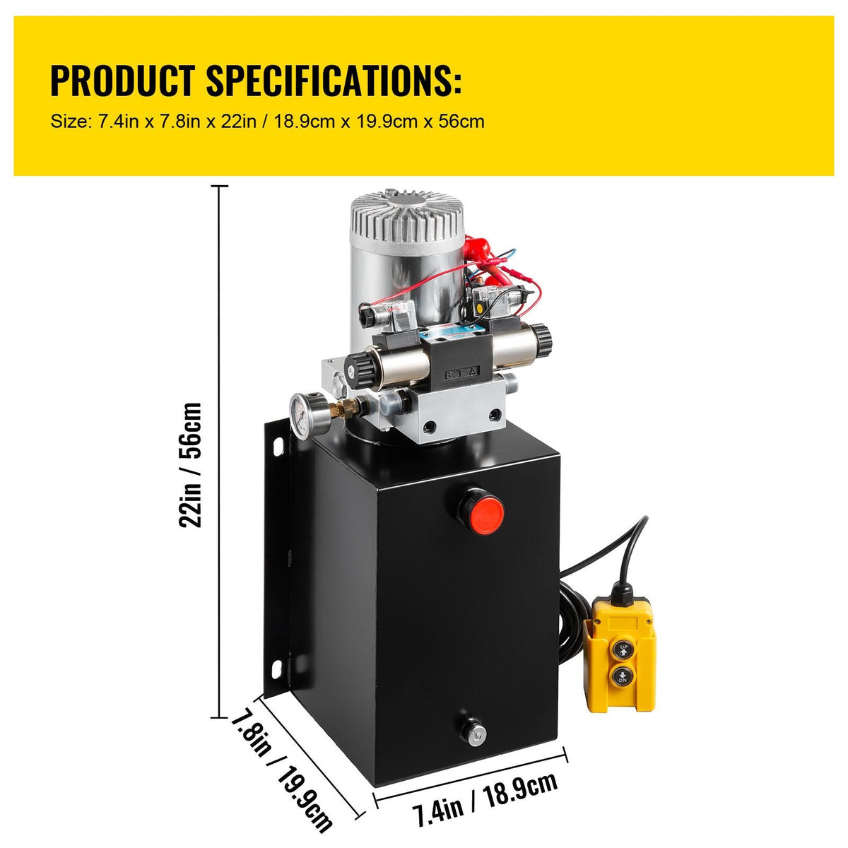 Hydraulic Power Unit 12 Volt Dump Trailer Hydraulic Pump Double Acting 12 Quart Hydraulic Pump Electric Hydraulic Cylinder Pump with Brass Pressure Gauge for Dump Trailer Lift Gates & Trucker