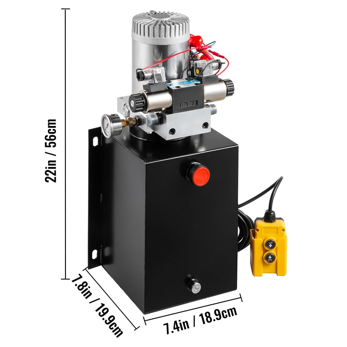Hydraulic Power Unit 12 Volt Dump Trailer Hydraulic Pump Double Acting 12 Quart Hydraulic Pump Electric Hydraulic Cylinder Pump with Brass Pressure Gauge for Dump Trailer Lift Gates & Trucker