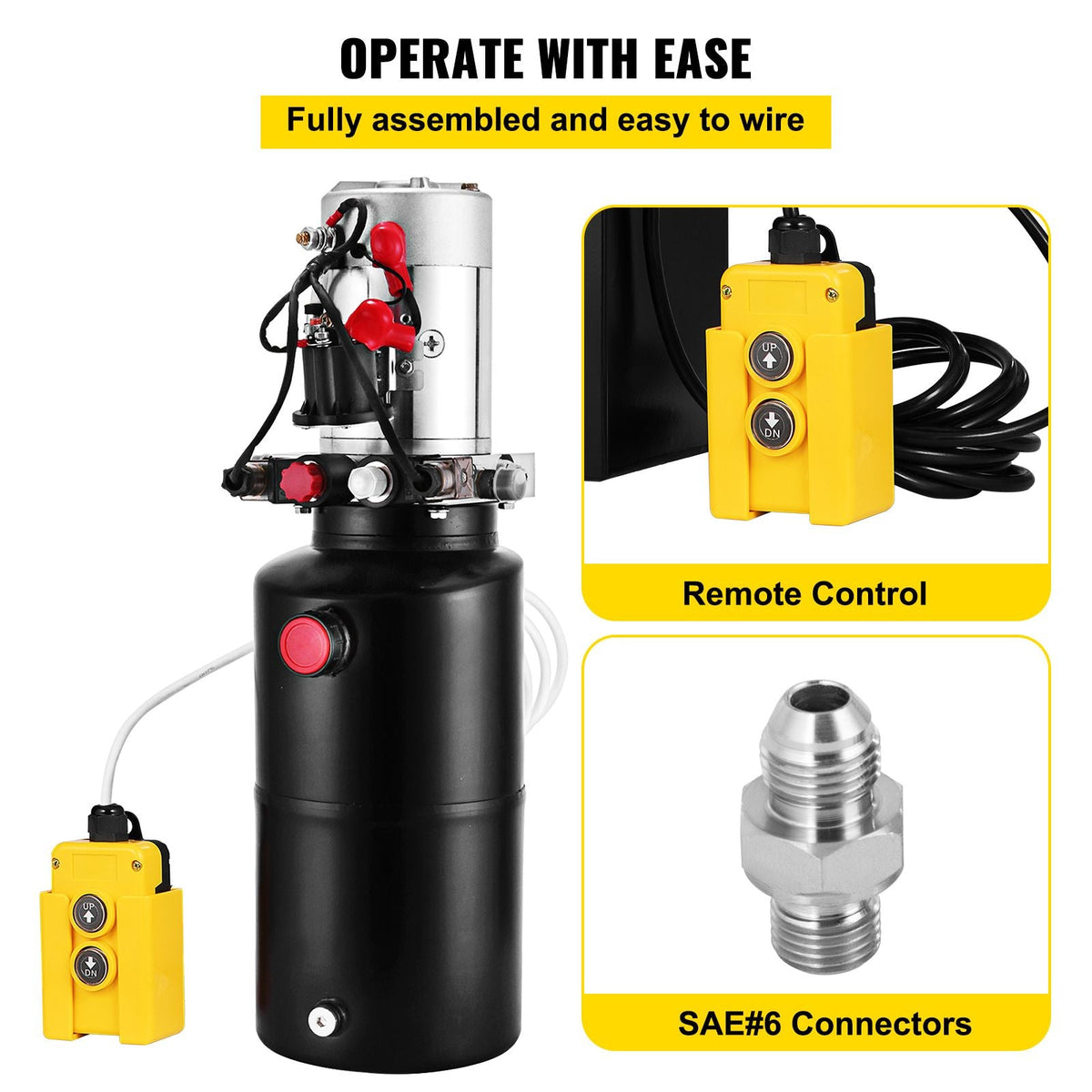 Hydraulic Power Unit 12V DC Double Acting Hydraulic Pump 8 Quart Steel Reservoir Hydraulic Pump Unit for Dump Trailers Car Lift Pump (8 Quart Double Acting Steel)