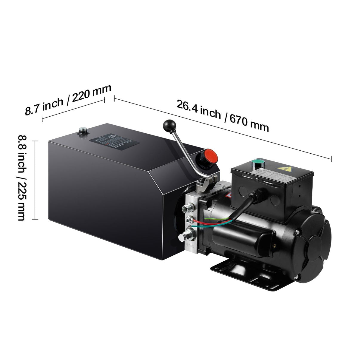 Hydraulic Power Unit, 15 Quart Hydraulic Pump, AC 220V Single-Acting Dump Trailer Pump, 3200 PSI Max Relief Pressure, 1.7 GPM Flow Rate, Hydraulic Pump for Dump Trailer Car Lifting