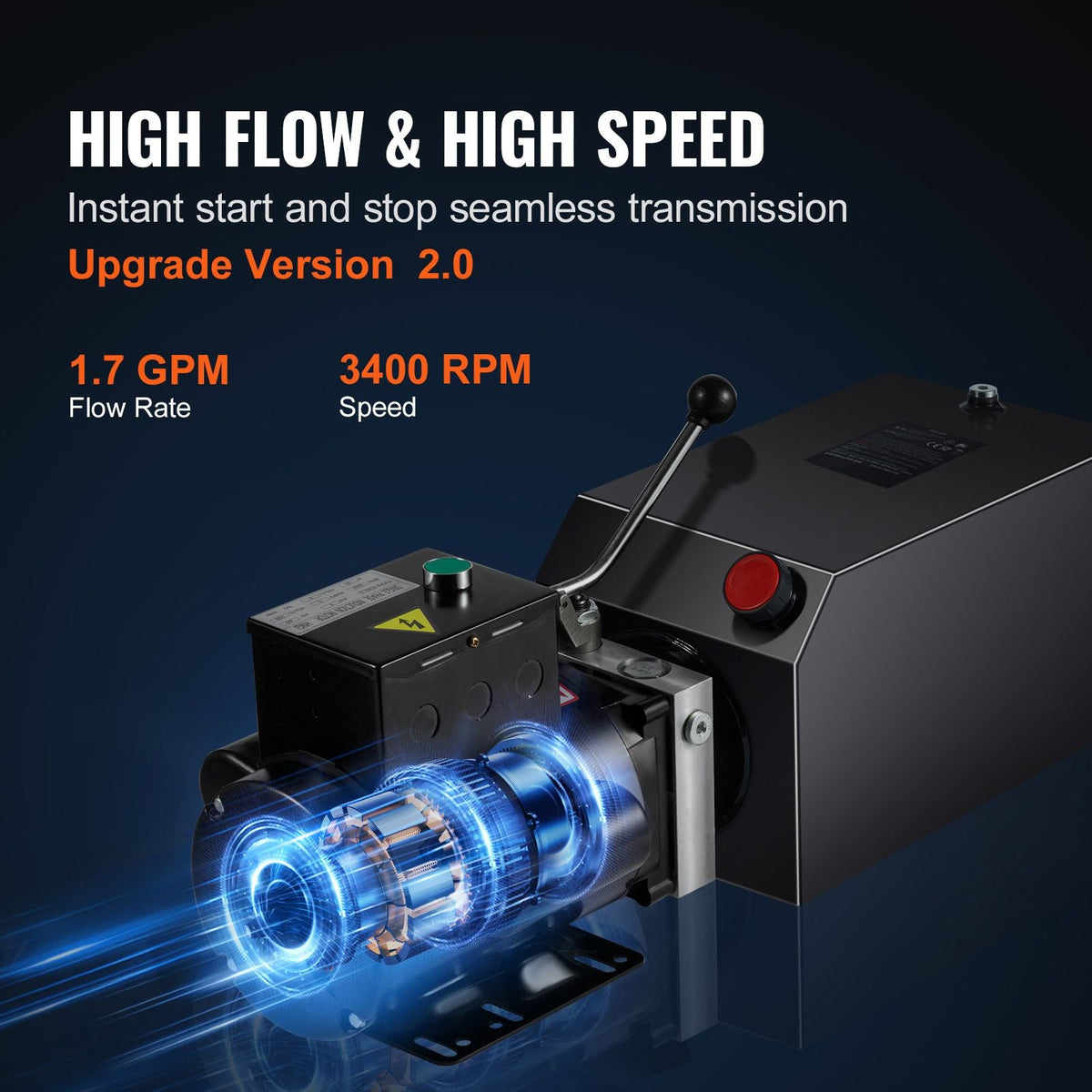 Hydraulic Power Unit, 15 Quart Hydraulic Pump, AC 220V Single-Acting Dump Trailer Pump, 3200 PSI Max Relief Pressure, 1.7 GPM Flow Rate, Hydraulic Pump for Dump Trailer Car Lifting