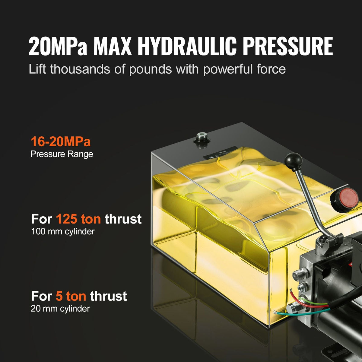 Hydraulic Power Unit, 15 Quart Hydraulic Pump, AC 220V Single-Acting Dump Trailer Pump, 3200 PSI Max Relief Pressure, 1.7 GPM Flow Rate, Hydraulic Pump for Dump Trailer Car Lifting