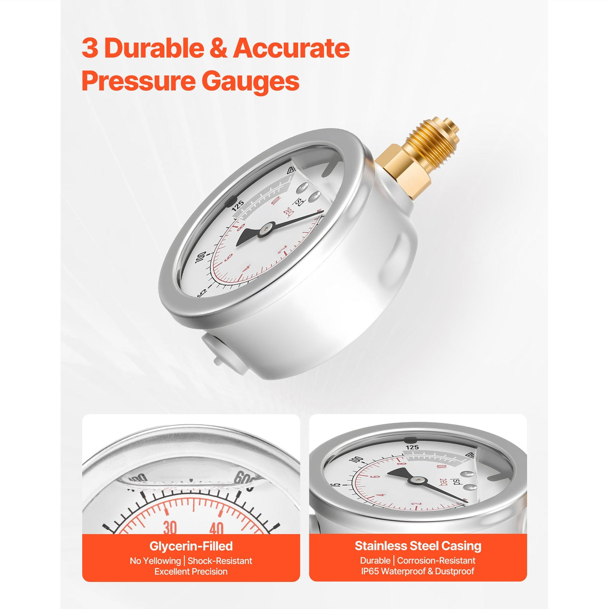 Hydraulic Pressure Test Kit, 150/900/2300/6000/9000 PSI (10/60/160/400/600 Bar), Hydraulic Gauge Kit 5 Gauges 20 Couplings 4 Quick-Release Couplers 3 Hoses for Excavator Construction Machinery