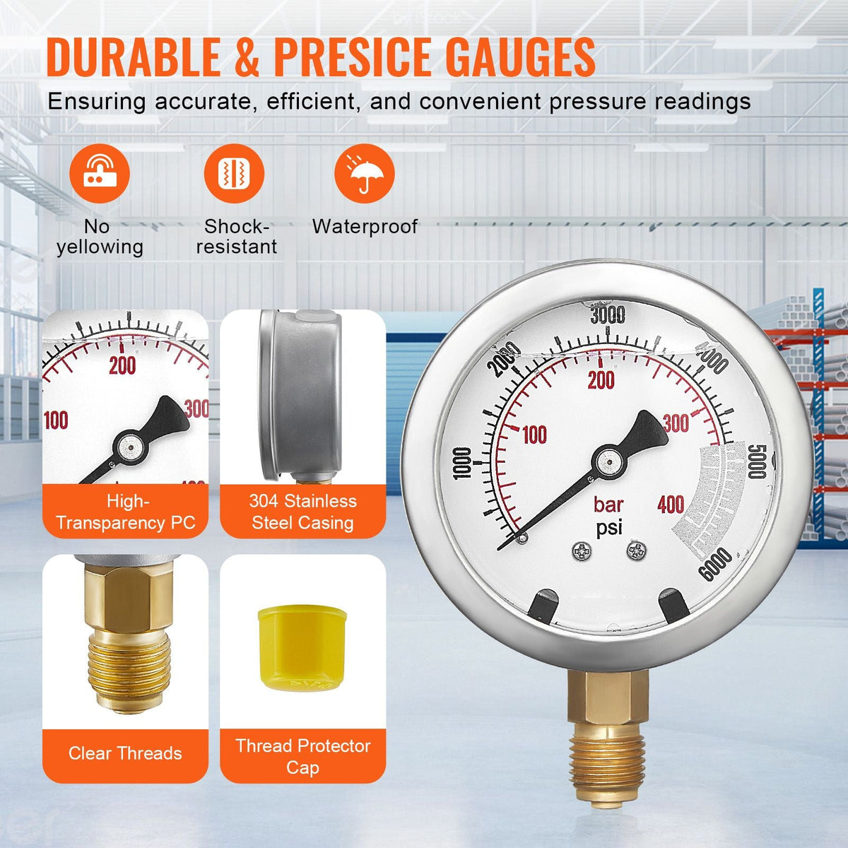 Hydraulic Pressure Test Kit, 250/400/600bar, 3 Gauges 6 Test Couplings 3 Test Hoses, Excavator Hydraulic Test Gauge Set with Portable Carrying Case for Excavator Tractors Construction Machinery