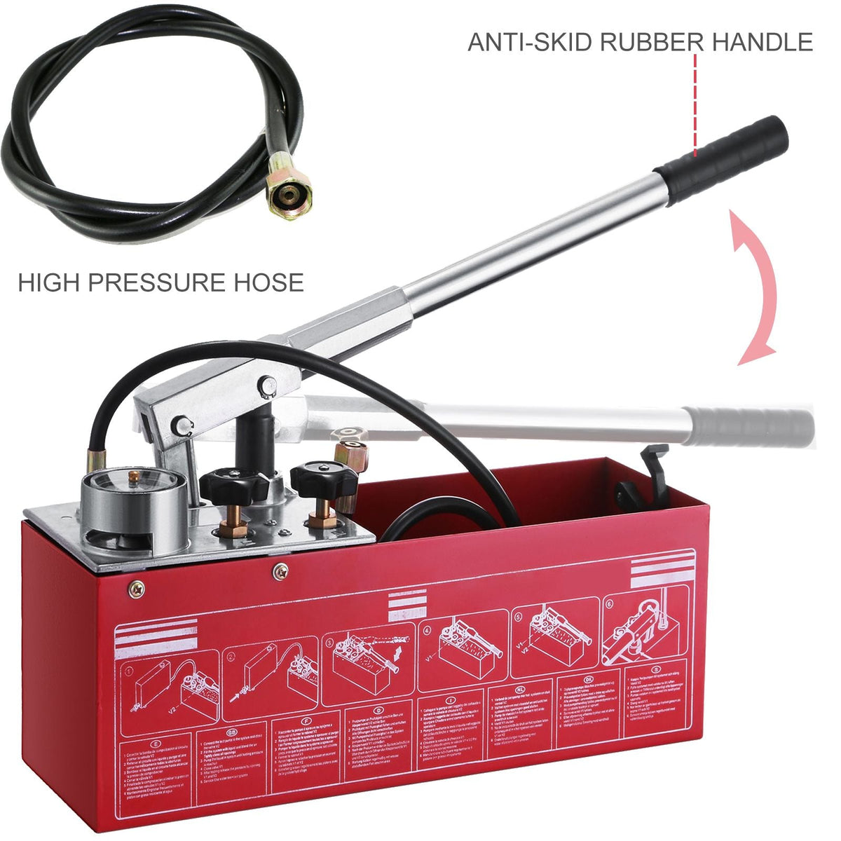 Hydraulic Pressure Test Pump 50 Bar 725 PSI 3 Gallon Tank 45ML 1/2" BSP