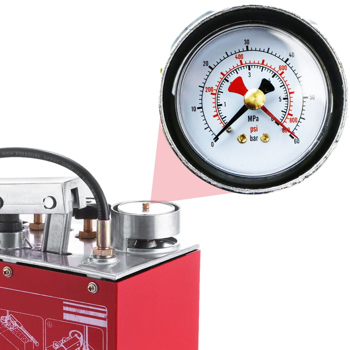 Hydraulic Pressure Test Pump 50 Bar 725 PSI 3 Gallon Tank 45ML 1/2" BSP