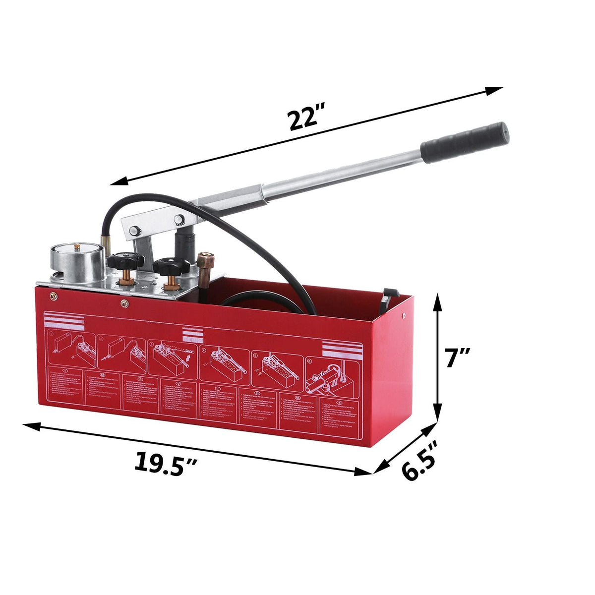 Hydraulic Pressure Test Pump 50 Bar 725 PSI 3 Gallon Tank 45ML 1/2" BSP