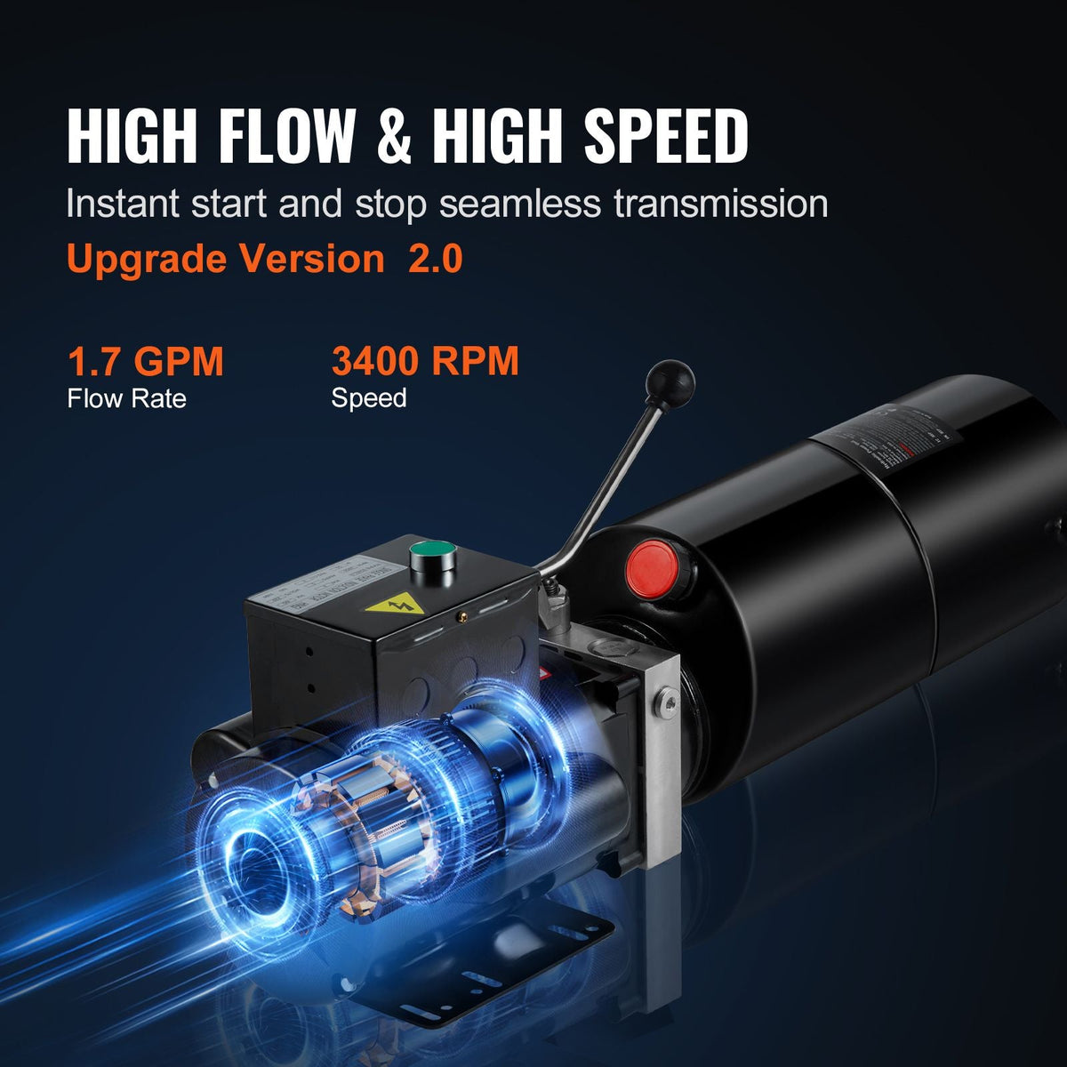 Hydraulic Pump, 10 Quart Hydraulic Power Unit, Single Acting Dump Trailer Pump, 1.7 GPM Flow Rate, 3200 PSI Max Relief Pressure, AC 220V Hydraulic Pump for Dump Trailer Car Lifting