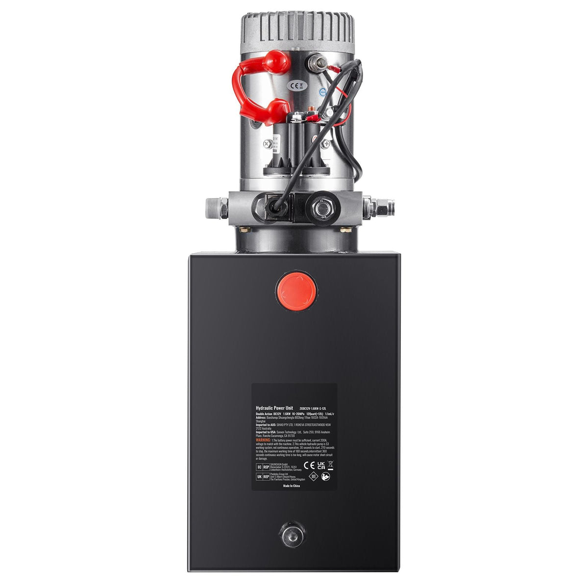 Hydraulic Pump, 12 Quart Hydraulic Power Unit, Single Acting Dump Trailer Pump, 0.91 GPM Flow Rate, 3200 PSI Max Relief Pressure, DC 12V Hydraulic Pump for Dump Trailer Car Lifting
