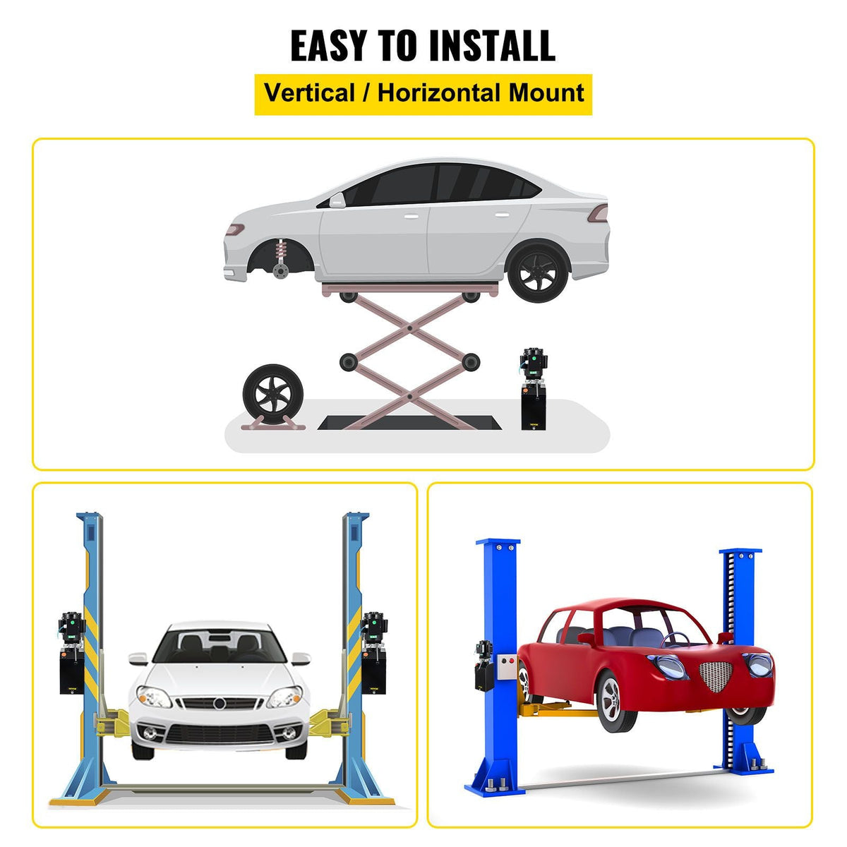 Hydraulic Pump 14 Quart Hydraulic Power Unit 2950 PSI Car Lift Hydraulic Pack Dump Trailer 220V 60Hz 1 PH Auto Repair Shop with Oil Reservoir Tank