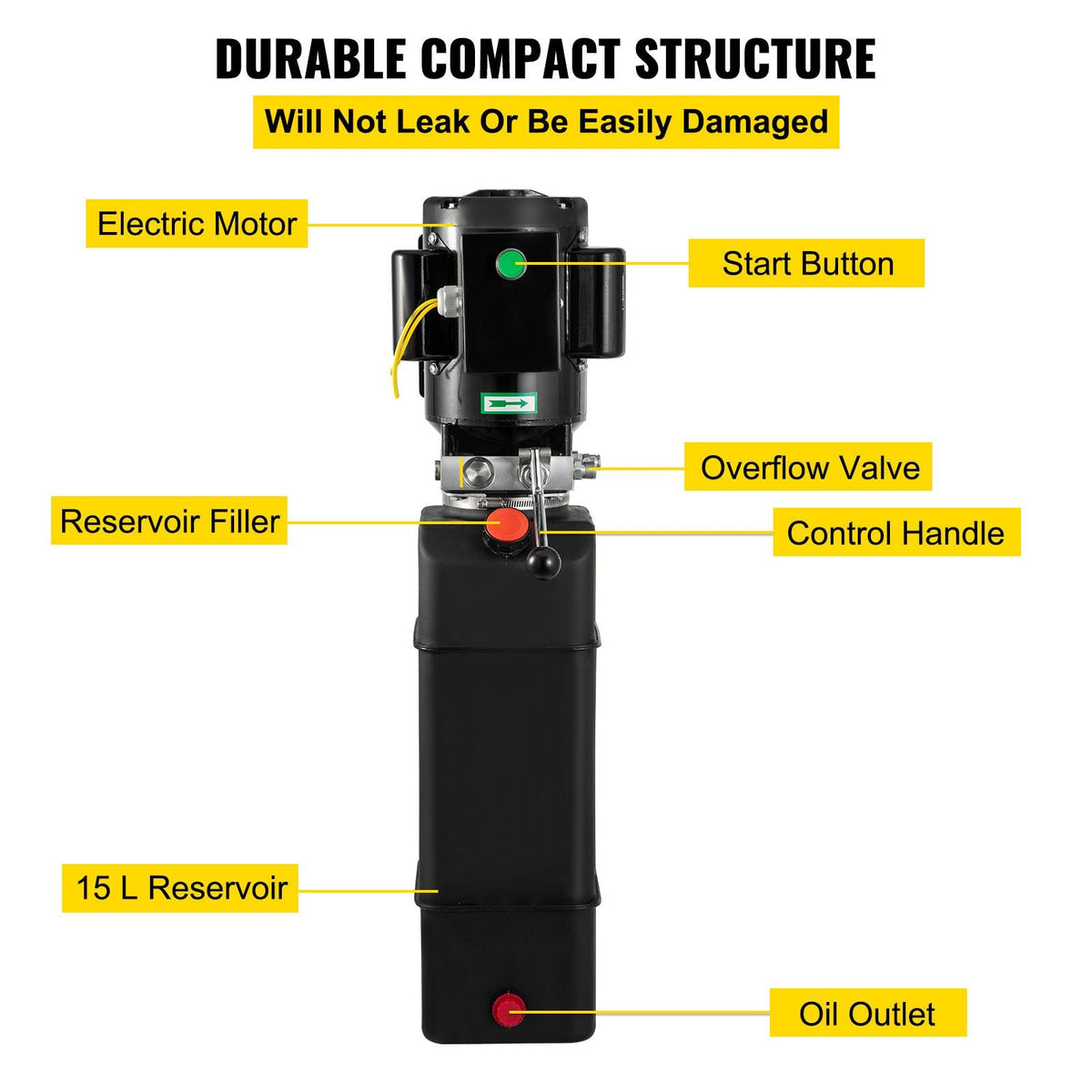 Hydraulic Pump 15 Quart Hydraulic Motor Hydraulic Lift Single Phase Car Lift 3450 RPM Dump Trailer 208-230 Volt Portable Car Lift 2 Horsepower Auto Lift Vehicle Lift Portable Power Press