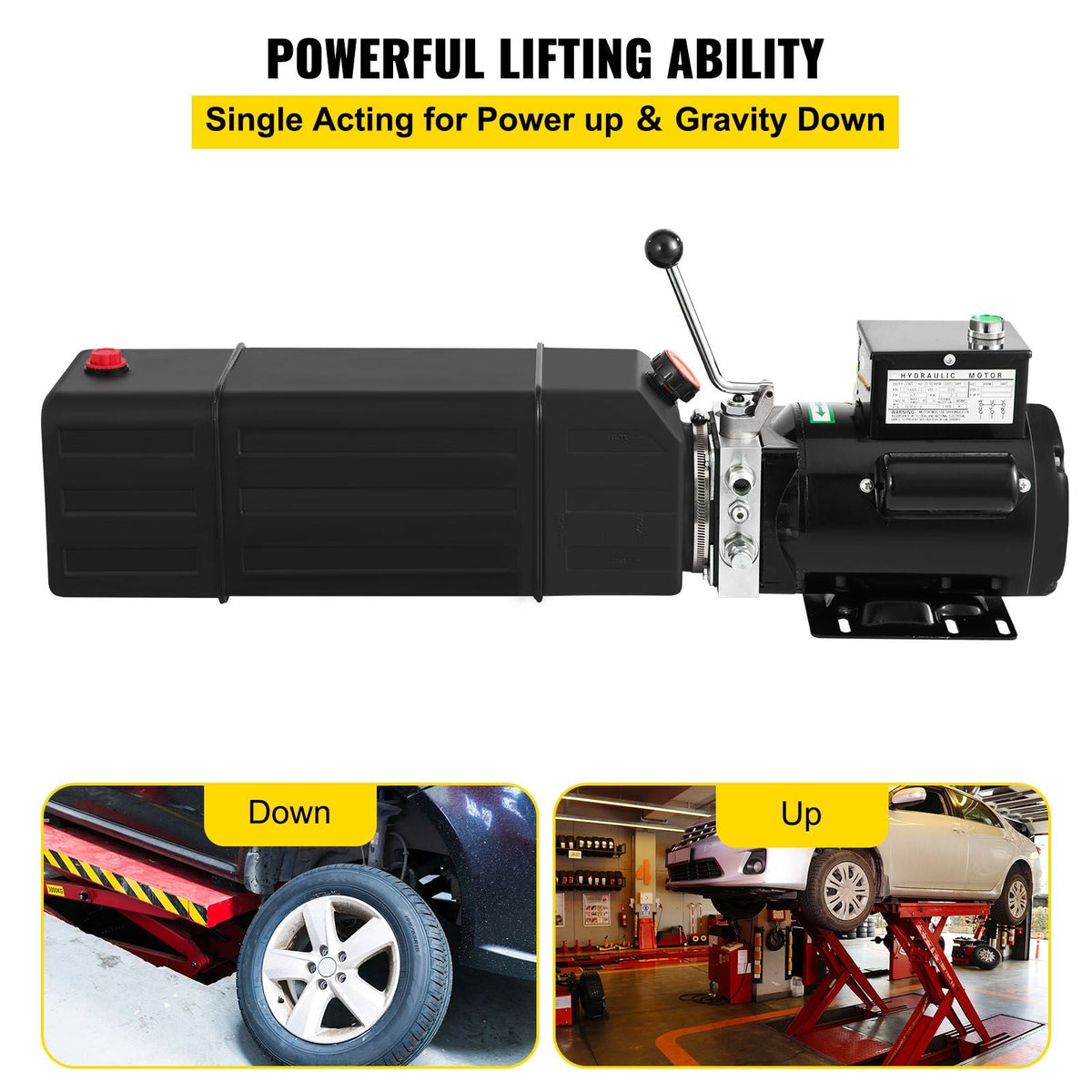 Hydraulic Pump 15 Quart Hydraulic Motor Hydraulic Lift Single Phase Car Lift 3450 RPM Dump Trailer 208-230 Volt Portable Car Lift 2 Horsepower Auto Lift Vehicle Lift Portable Power Press