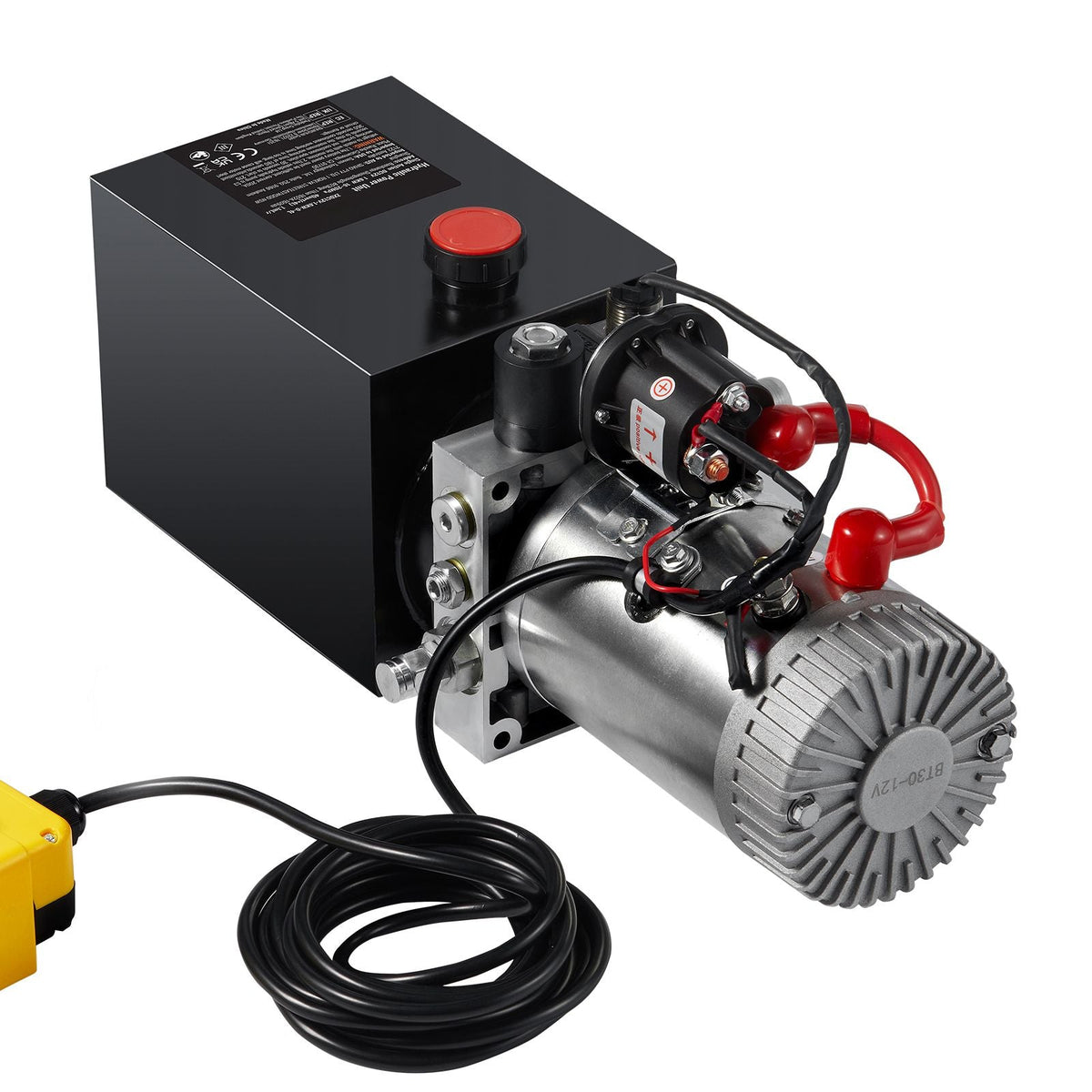 Hydraulic Pump, 4 Quart Hydraulic Power Unit, Single Acting Dump Trailer Pump, 0.91 GPM Flow Rate, 3200 PSI Max Relief Pressure, DC 12V Hydraulic Pump for Dump Trailer Car Lifting