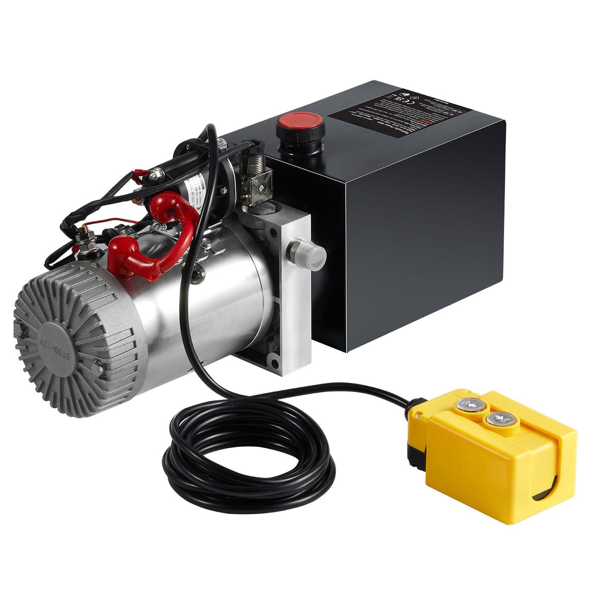 Hydraulic Pump, 4 Quart Hydraulic Power Unit, Single Acting Dump Trailer Pump, 0.91 GPM Flow Rate, 3200 PSI Max Relief Pressure, DC 12V Hydraulic Pump for Dump Trailer Car Lifting
