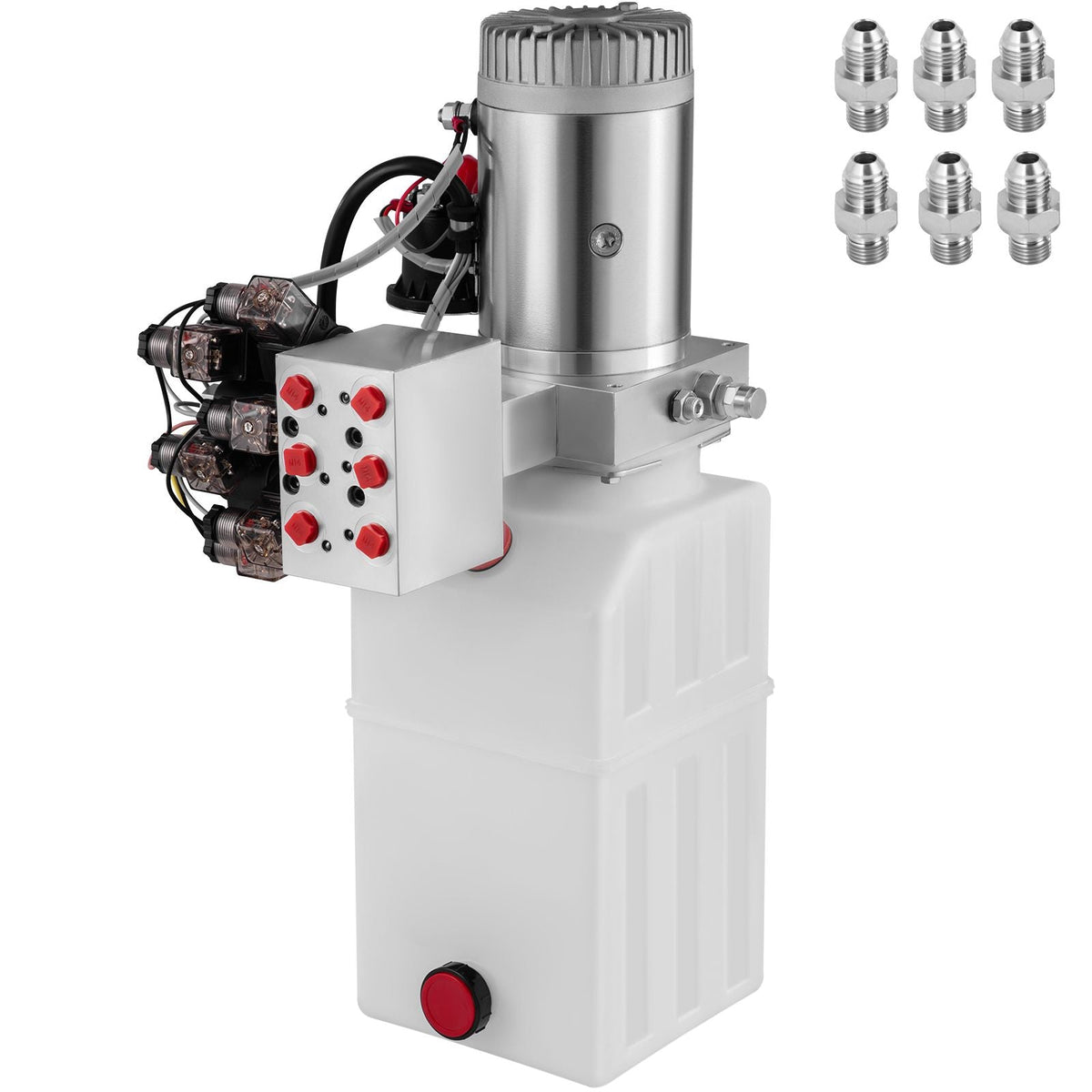 Hydraulic Pump, 6 Quart/1.5 Gal Double Acting Dump Trailer Pump DC 12V, 3200 PSI Max Relief Pressure, Electric Hydraulic Power Unit for Dump Trailer Car Lifting (with 6pcs SAE #6 Connectors)