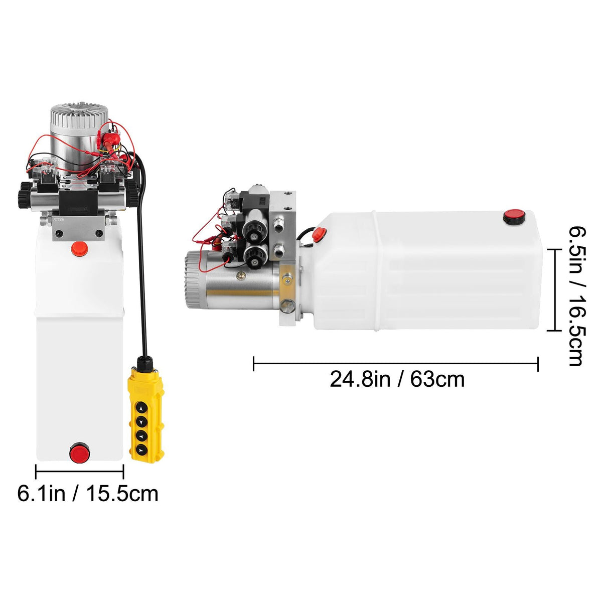 Hydraulic Pump, 8 Quart/2 Gal Double Acting Dump Trailer Pump DC 12V, 3200 PSI Max Relief Pressure, Electric Hydraulic Power Unit for Dump Trailer Car Lifting (with 4pcs SAE #6 Connectors)
