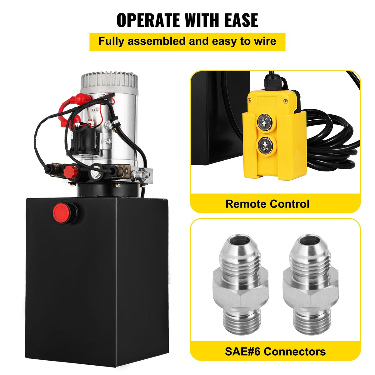 Hydraulic Pump Double Acting Hydraulic Power Unit 12V DC Dump Trailer Pump 3200PSI Hydraulic Power Unit for Dump Trailer Car Lifting (12 Quart, Steel/Double Acting)