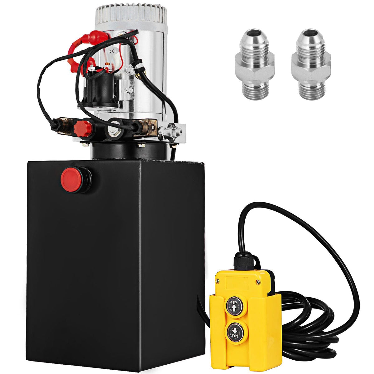 Hydraulic Pump Double Acting Hydraulic Power Unit 12V DC Dump Trailer Pump 3200PSI Hydraulic Power Unit for Dump Trailer Car Lifting (12 Quart, Steel/Double Acting)