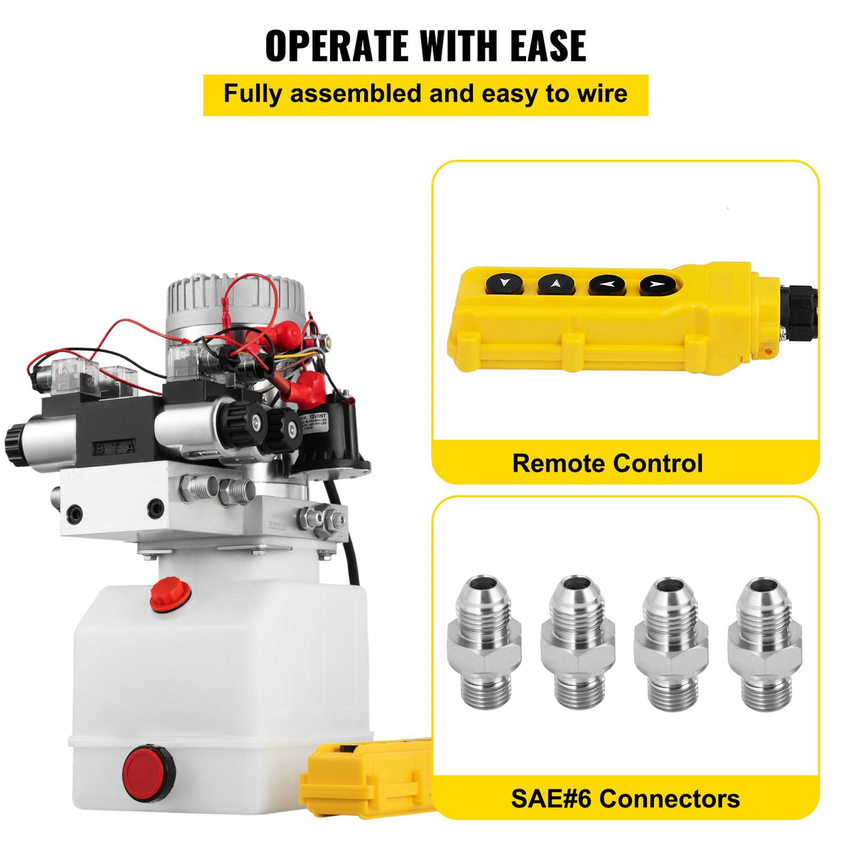 Hydraulic Pump Double Acting Hydraulic Power Unit Double Solenoid Hydraulic Power Pack 12V DC Hydraulic Power Pump with 4.5Liter Reservoir for Dump Trailer Car Lifting