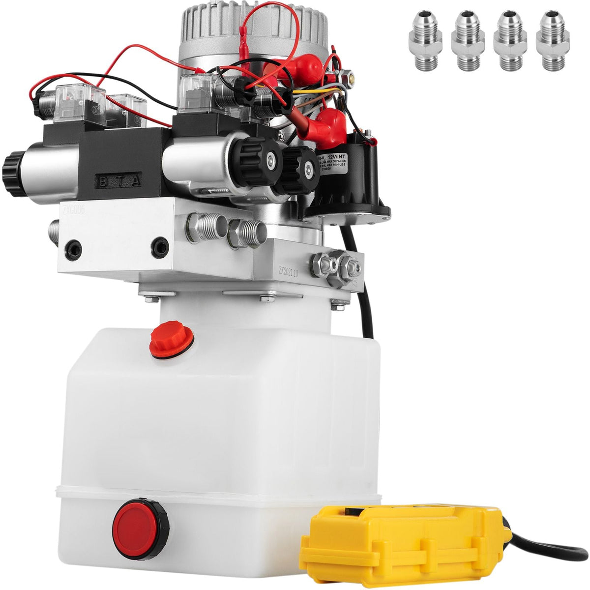Hydraulic Pump Double Acting Hydraulic Power Unit Double Solenoid Hydraulic Power Pack 12V DC Hydraulic Power Pump with 4.5Liter Reservoir for Dump Trailer Car Lifting