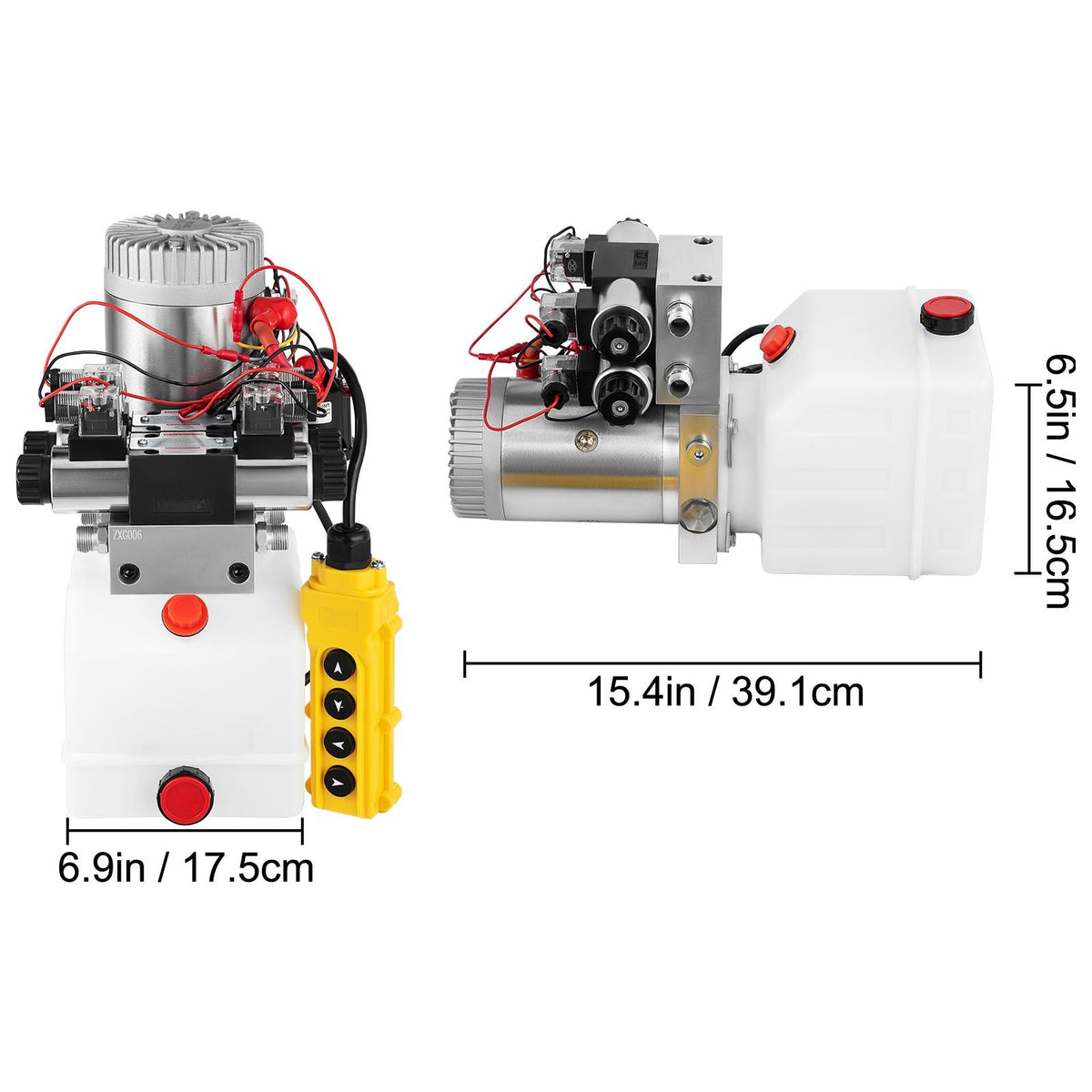 Hydraulic Pump Double Acting Hydraulic Power Unit Double Solenoid Hydraulic Power Pack 12V DC Hydraulic Power Pump with 4.5Liter Reservoir for Dump Trailer Car Lifting