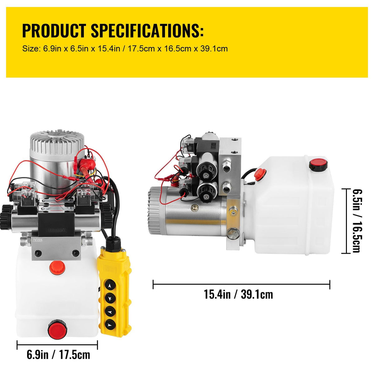 Hydraulic Pump Double Acting Hydraulic Power Unit Double Solenoid Hydraulic Power Pack 12V DC Hydraulic Power Pump with 4.5Liter Reservoir for Dump Trailer Car Lifting