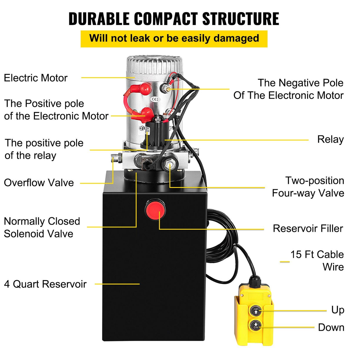 Hydraulic Pump Electric Hydraulic Pump 13 Quart Single Acting for Dump Trailer