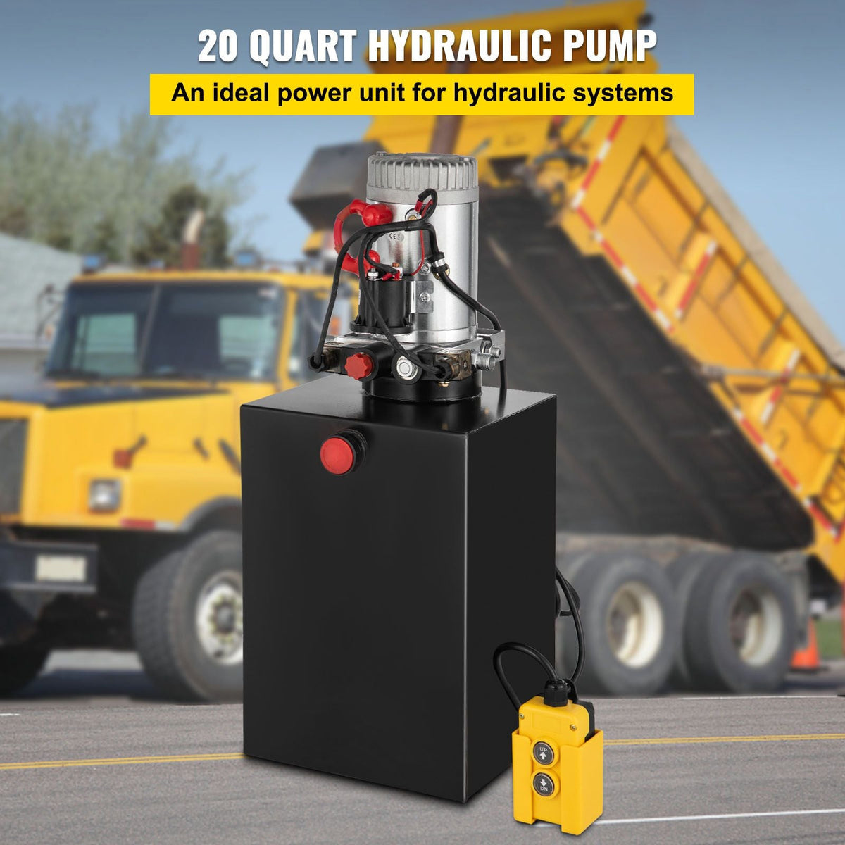 Hydraulic Pump Electric Hydraulic Pump 20 Quart Double Acting Metal Reservoir for Dump Trailer