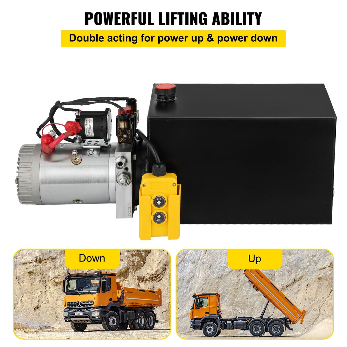 Hydraulic Pump Electric Hydraulic Pump 20 Quart Double Acting Metal Reservoir for Dump Trailer