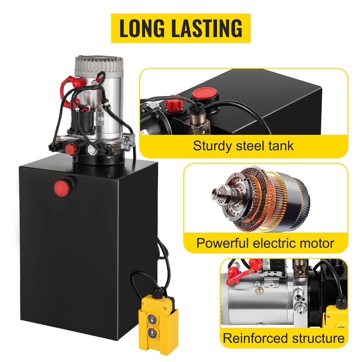 Hydraulic Pump Electric Hydraulic Pump 20 Quart Double Acting Metal Reservoir for Dump Trailer