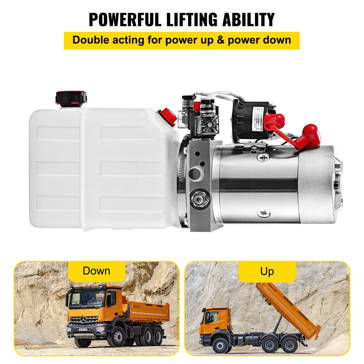 Hydraulic Pump Electric Hydraulic Pump 4 Quart Double Acting Plastic Reservoir For Dump Trailer