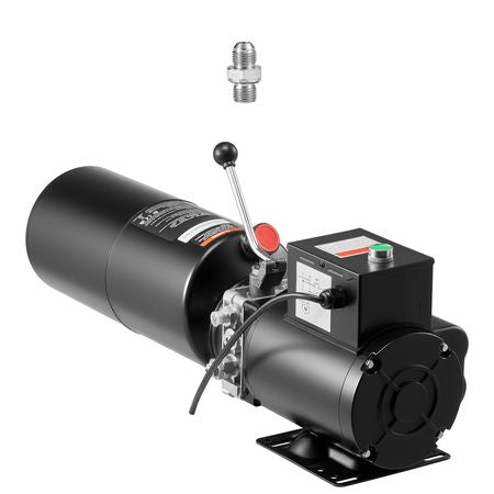 Hydraulic Pump Power Unit, AC 220V, 10 Quart Single Acting Hydraulic Unit, 6.3 L/min Oil Flow, Max Discharge Pressure 22 MPa for Dump Truck, Auto Repair Garage, Car Lifting Platforms, Black