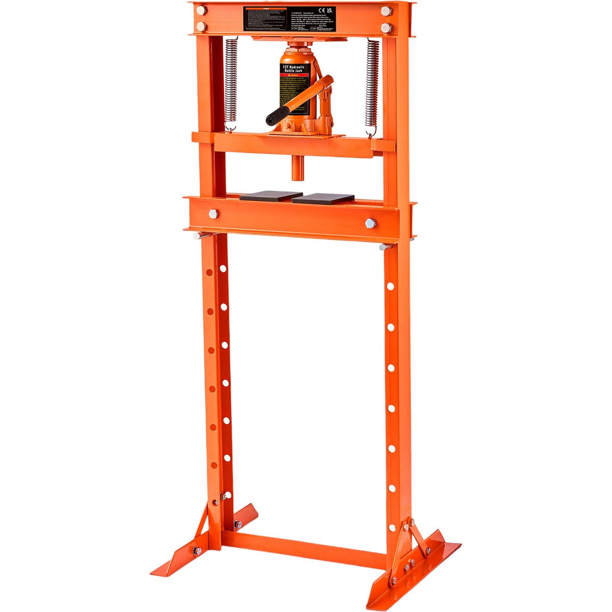 Hydraulic Shop Press, 12 Ton H-Frame Hydraulic Garage/Shop Floor Press, Adjustable Shop Press with Press Plates, Heavy Duty Hydraulic Press for Garage, Shop, Workshop