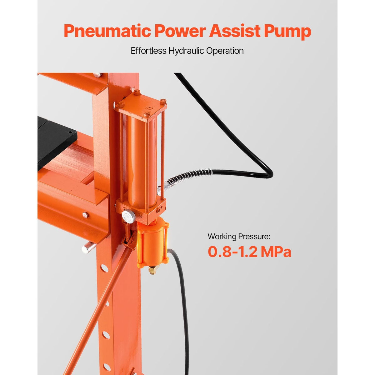 Hydraulic Shop Press, 20 T H-Frame Pneumatic Shop Press with Press Plate, Stable Garage Floor Adjustable Hydraulic Press with Triangular Support, Fit for Bending, Straightening & Stamping