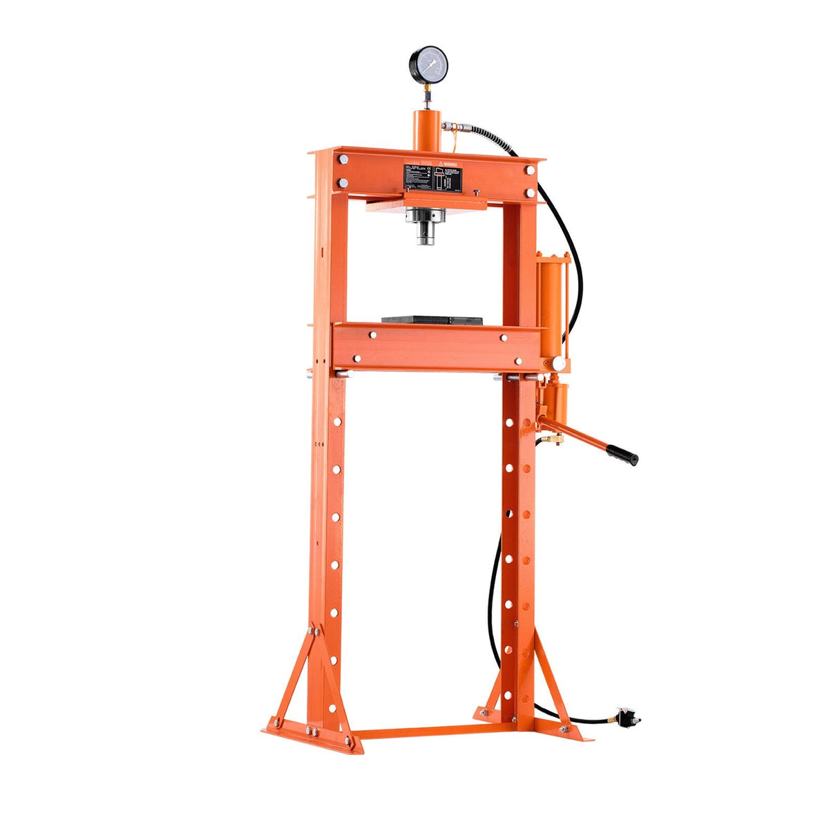 Hydraulic Shop Press, 20 T H-Frame Pneumatic Shop Press with Press Plate, Stable Garage Floor Adjustable Hydraulic Press with Triangular Support, Fit for Bending, Straightening & Stamping