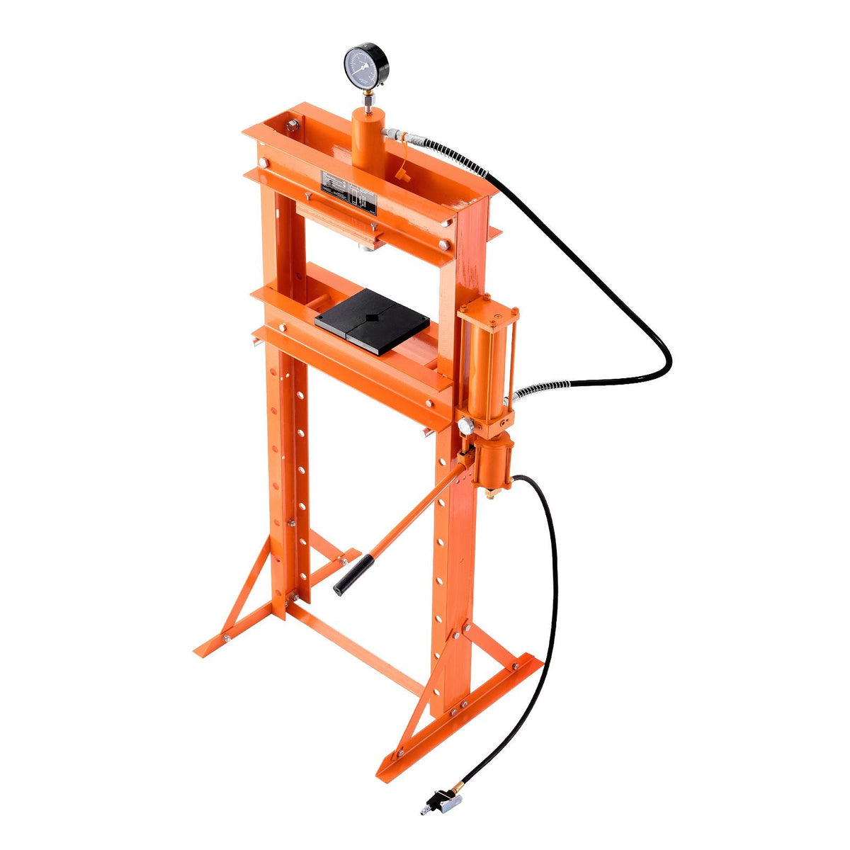 Hydraulic Shop Press, 20 T H-Frame Pneumatic Shop Press with Press Plate, Stable Garage Floor Adjustable Hydraulic Press with Triangular Support, Fit for Bending, Straightening & Stamping