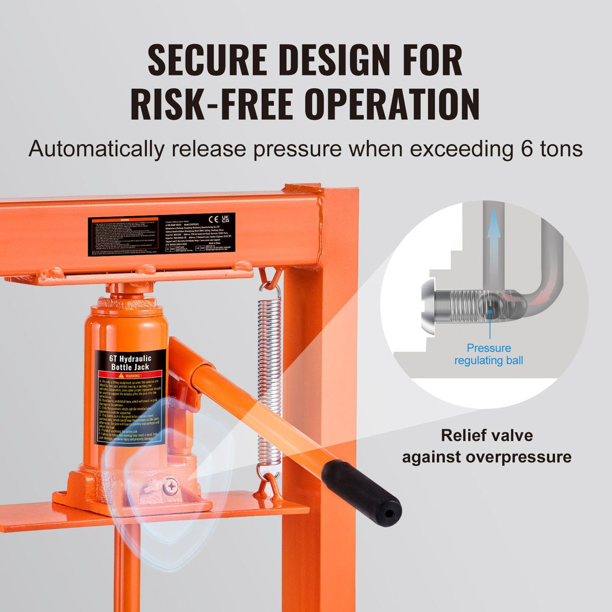 Hydraulic Shop Press, 6 Ton H-Frame Hydraulic Garage/Shop Floor Press, Adjustable Shop Press with Press Plates, Heavy Duty Hydraulic Press for Garage, Shop, Workshop