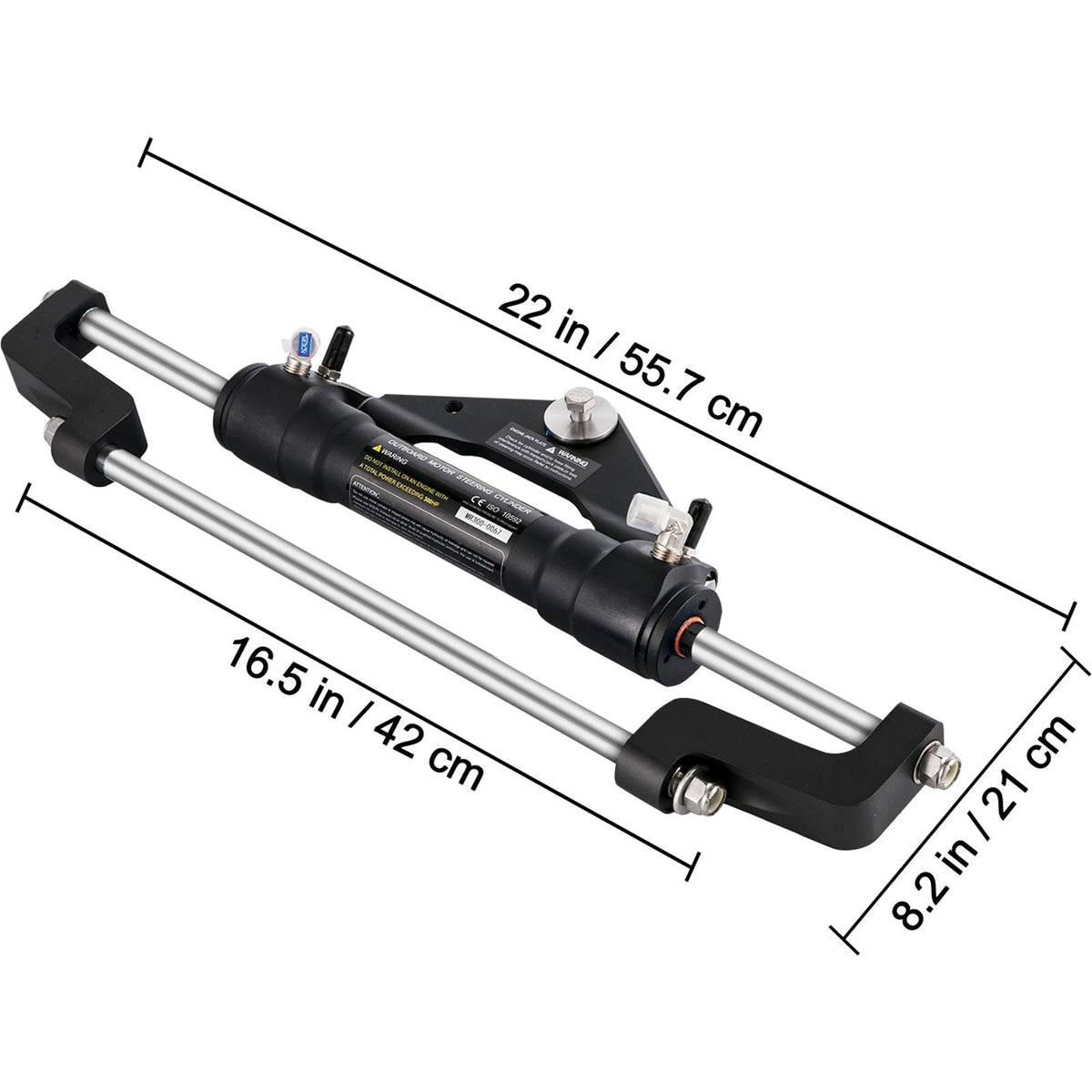 Hydraulic Steering Cylinder 300HP, Hydraulic Steering Front Mount Hydraulic Outboard Marine Steering Kit Without Hydraulic Hose and Helm for Outboards Boat Steering System